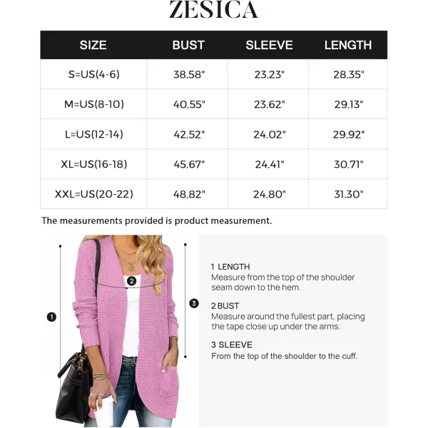 ZESICA Womens 2024 Fall Winter Long Sleeve Open Front Casual Lightweight Soft Knit Cardigan Sweater OuterwearPinkpurple