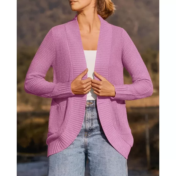 ZESICA Womens 2024 Fall Winter Long Sleeve Open Front Casual Lightweight Soft Knit Cardigan Sweater OuterwearPinkpurple