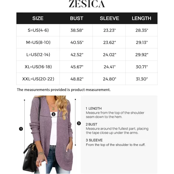 ZESICA Womens 2024 Fall Winter Long Sleeve Open Front Casual Lightweight Soft Knit Cardigan Sweater OuterwearPurple