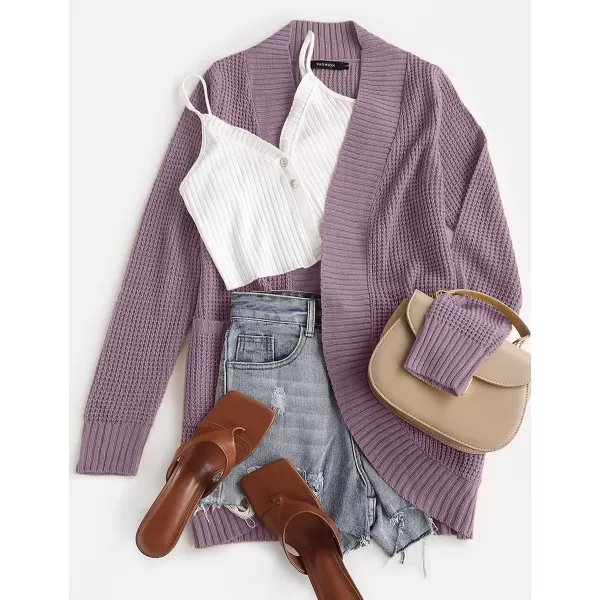 ZESICA Womens 2024 Fall Winter Long Sleeve Open Front Casual Lightweight Soft Knit Cardigan Sweater OuterwearPurple