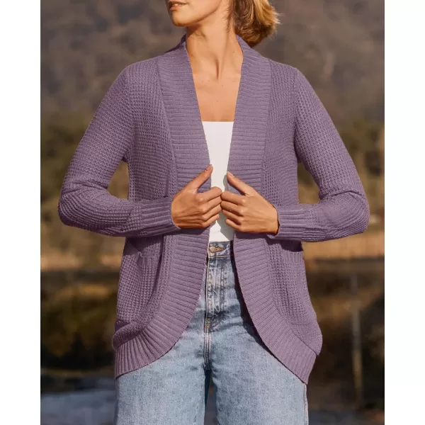 ZESICA Womens 2024 Fall Winter Long Sleeve Open Front Casual Lightweight Soft Knit Cardigan Sweater OuterwearPurple