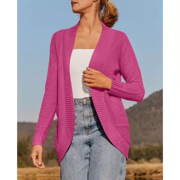 ZESICA Womens 2024 Fall Winter Long Sleeve Open Front Casual Lightweight Soft Knit Cardigan Sweater OuterwearRose