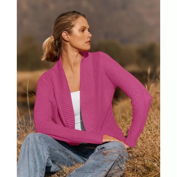 ZESICA Womens 2024 Fall Winter Long Sleeve Open Front Casual Lightweight Soft Knit Cardigan Sweater OuterwearRose
