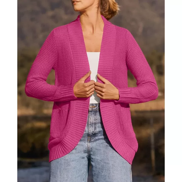 ZESICA Womens 2024 Fall Winter Long Sleeve Open Front Casual Lightweight Soft Knit Cardigan Sweater OuterwearRose