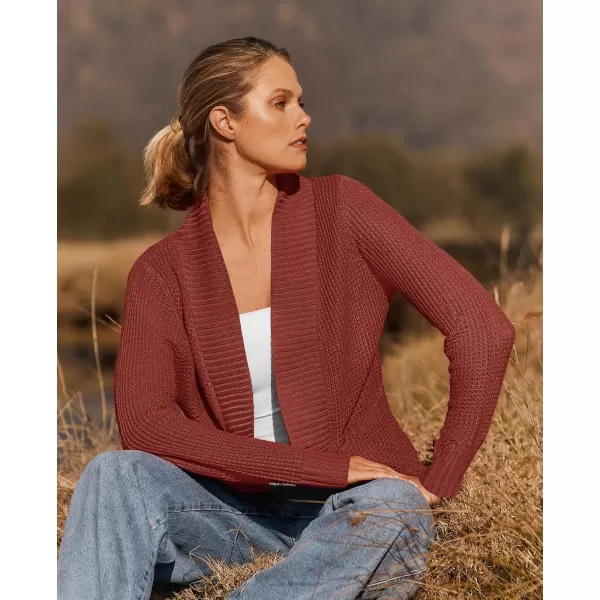 ZESICA Womens 2024 Fall Winter Long Sleeve Open Front Casual Lightweight Soft Knit Cardigan Sweater OuterwearRust