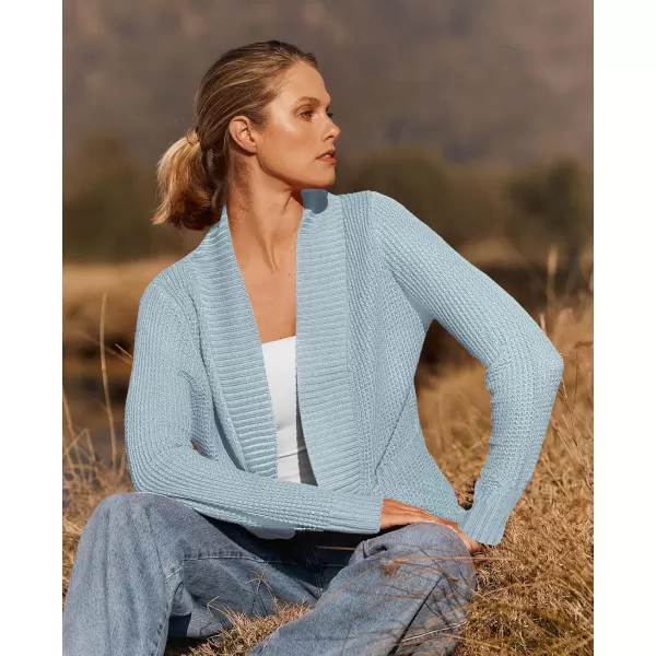 ZESICA Womens 2024 Fall Winter Long Sleeve Open Front Casual Lightweight Soft Knit Cardigan Sweater OuterwearSkyblue