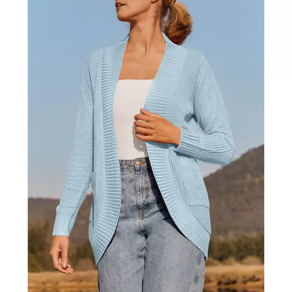 ZESICA Womens 2024 Fall Winter Long Sleeve Open Front Casual Lightweight Soft Knit Cardigan Sweater OuterwearSkyblue