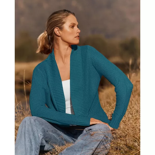 ZESICA Womens 2024 Fall Winter Long Sleeve Open Front Casual Lightweight Soft Knit Cardigan Sweater OuterwearTeal