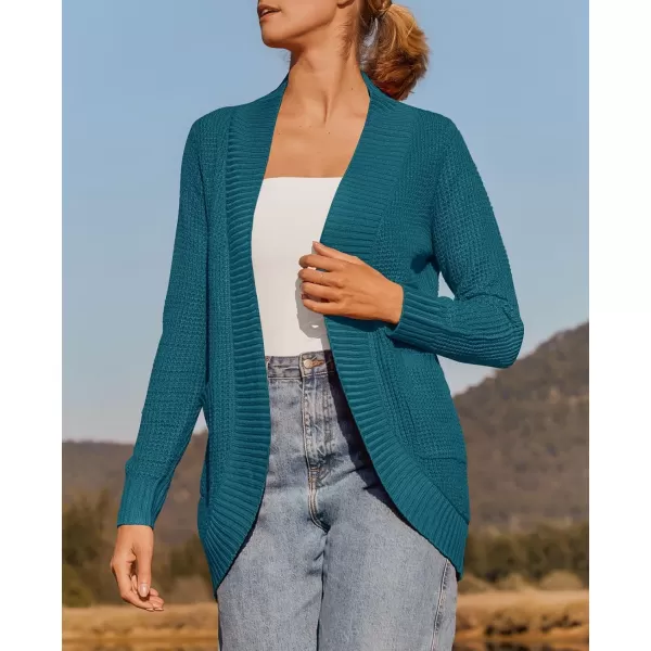 ZESICA Womens 2024 Fall Winter Long Sleeve Open Front Casual Lightweight Soft Knit Cardigan Sweater OuterwearTeal