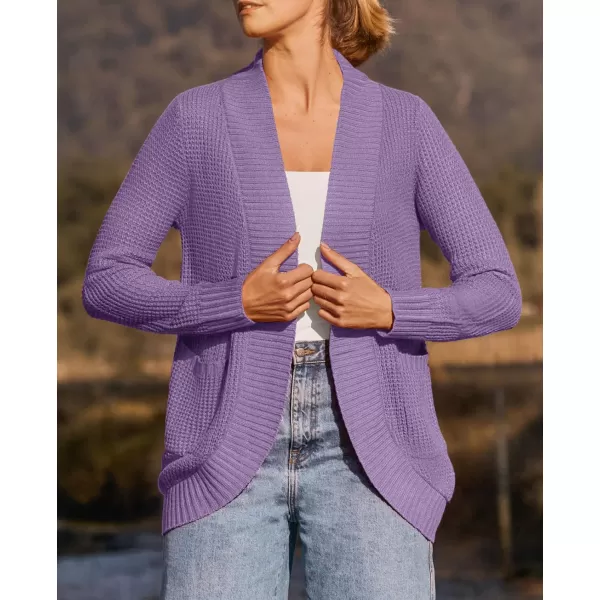 ZESICA Womens 2024 Fall Winter Long Sleeve Open Front Casual Lightweight Soft Knit Cardigan Sweater OuterwearViolet