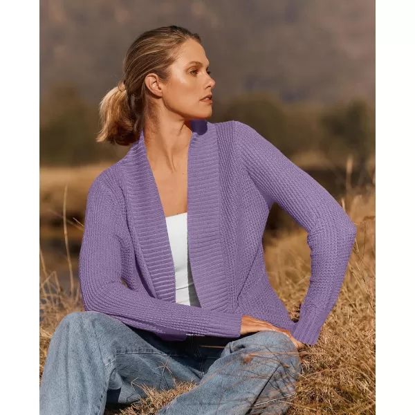 ZESICA Womens 2024 Fall Winter Long Sleeve Open Front Casual Lightweight Soft Knit Cardigan Sweater OuterwearViolet