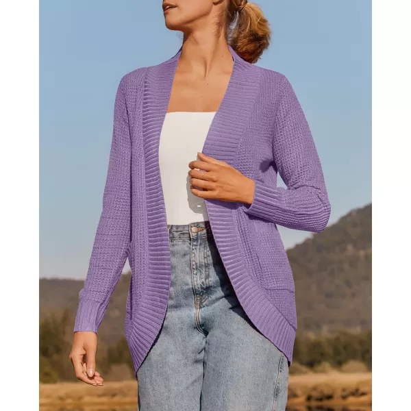 ZESICA Womens 2024 Fall Winter Long Sleeve Open Front Casual Lightweight Soft Knit Cardigan Sweater OuterwearViolet