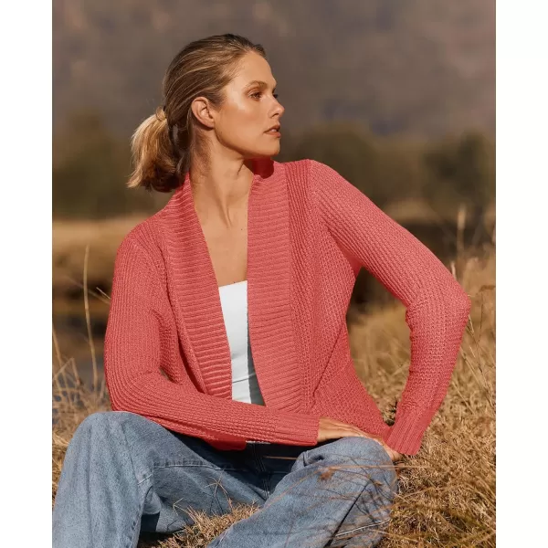 ZESICA Womens 2024 Fall Winter Long Sleeve Open Front Casual Lightweight Soft Knit Cardigan Sweater OuterwearWatermelon