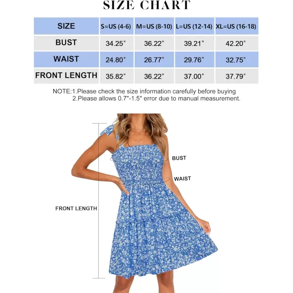 ZESICA Womens 2024 Summer Boho Floral Printed Spaghetti Strap Square Neck Ruffle A Line Swing Beach Mini DressBlue
