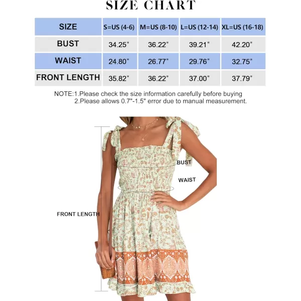 ZESICA Womens 2024 Summer Boho Floral Printed Spaghetti Strap Square Neck Ruffle A Line Swing Beach Mini DressMaple