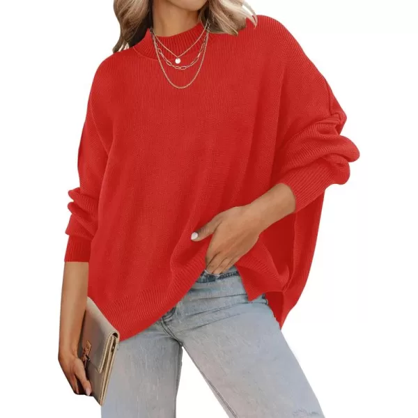 ZESICA Womens 2024 Fall Casual Long Sleeve Crew Neck Side Slit Oversized Ribbed Knit Pullover Sweater TopsFirered