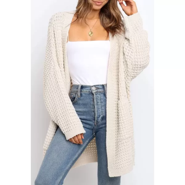 ZESICA Womens 2024 Fall Long Batwing Sleeve Open Front Chunky Knit Cardigan SweaterBapricot
