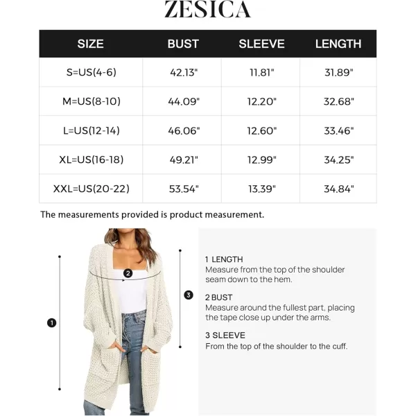 ZESICA Womens 2024 Fall Long Batwing Sleeve Open Front Chunky Knit Cardigan SweaterBapricot