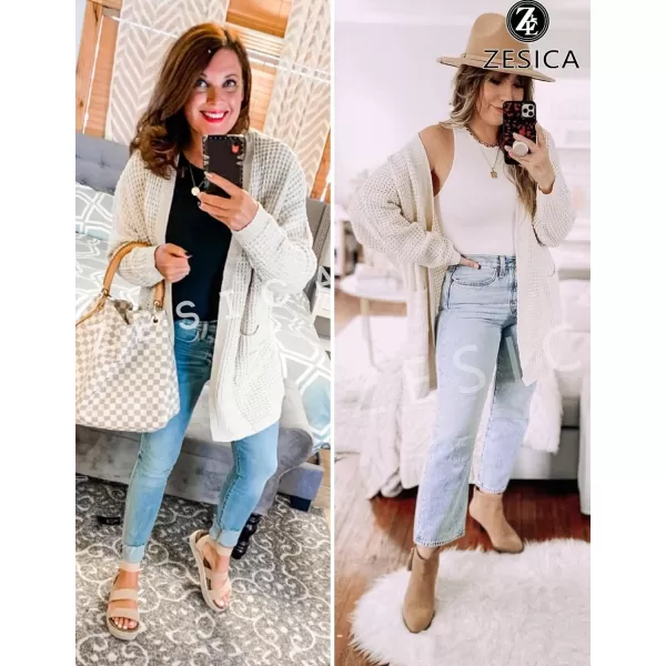 ZESICA Womens 2024 Fall Long Batwing Sleeve Open Front Chunky Knit Cardigan SweaterBapricot