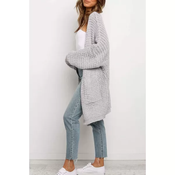 ZESICA Womens 2024 Fall Long Batwing Sleeve Open Front Chunky Knit Cardigan SweaterBlightgrey