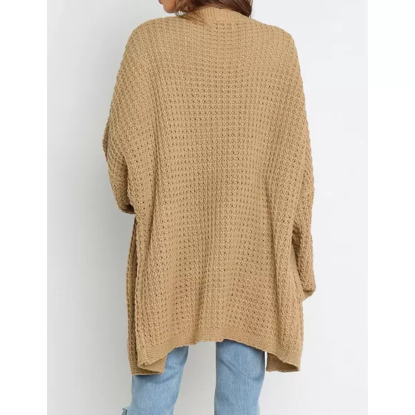 ZESICA Womens 2024 Fall Long Batwing Sleeve Open Front Chunky Knit Cardigan SweaterCamel