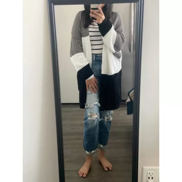 ZESICA Womens 2024 Fall Long Batwing Sleeve Open Front Chunky Knit Cardigan SweaterContrastblack