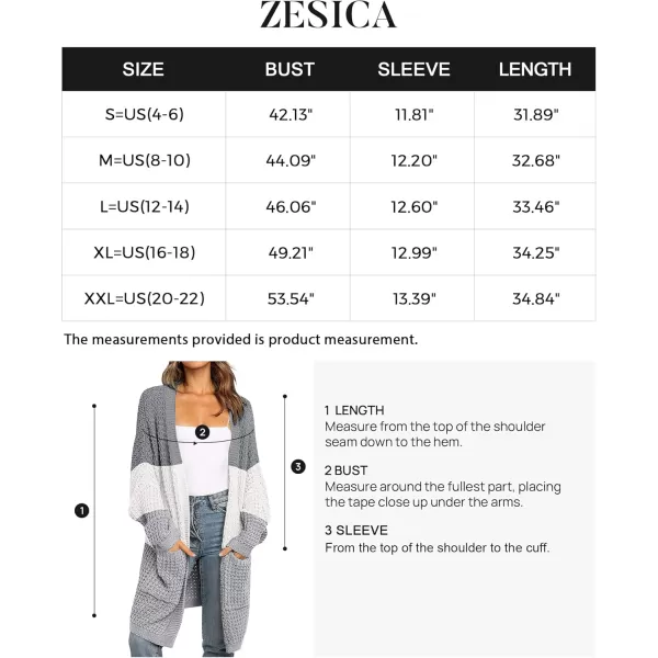 ZESICA Womens 2024 Fall Long Batwing Sleeve Open Front Chunky Knit Cardigan SweaterContrastgrey
