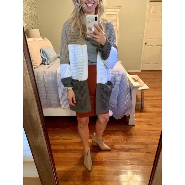 ZESICA Womens 2024 Fall Long Batwing Sleeve Open Front Chunky Knit Cardigan SweaterContrastkhaki