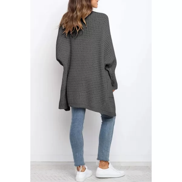 ZESICA Womens 2024 Fall Long Batwing Sleeve Open Front Chunky Knit Cardigan SweaterDarkgrey