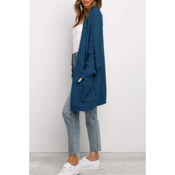 ZESICA Womens 2024 Fall Long Batwing Sleeve Open Front Chunky Knit Cardigan SweaterDustyblue