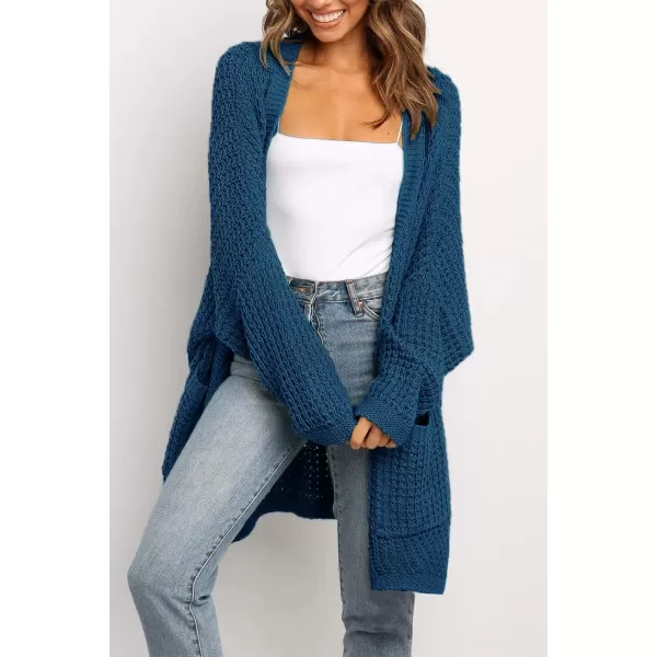 ZESICA Womens 2024 Fall Long Batwing Sleeve Open Front Chunky Knit Cardigan SweaterDustyblue
