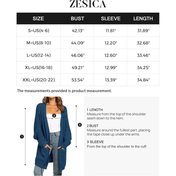 ZESICA Womens 2024 Fall Long Batwing Sleeve Open Front Chunky Knit Cardigan SweaterDustyblue