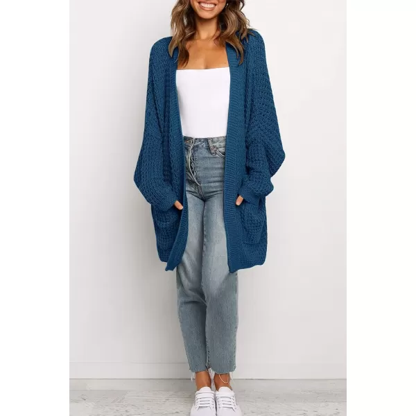ZESICA Womens 2024 Fall Long Batwing Sleeve Open Front Chunky Knit Cardigan SweaterDustyblue