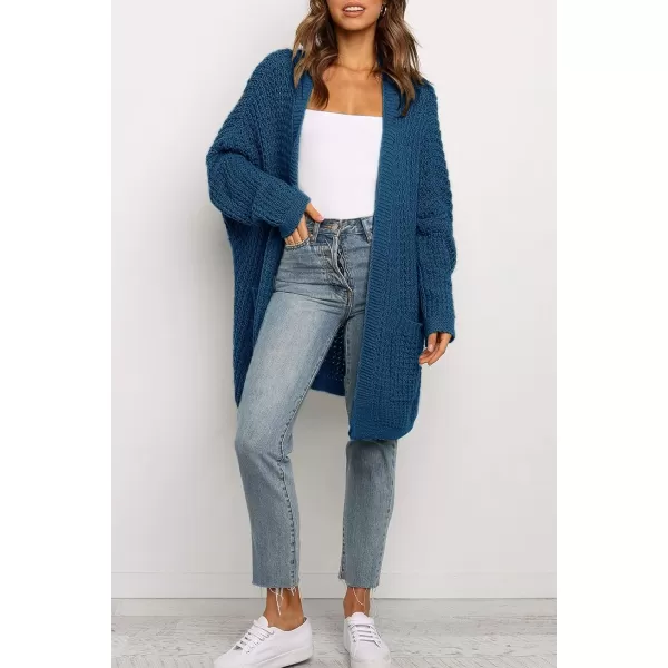 ZESICA Womens 2024 Fall Long Batwing Sleeve Open Front Chunky Knit Cardigan SweaterDustyblue