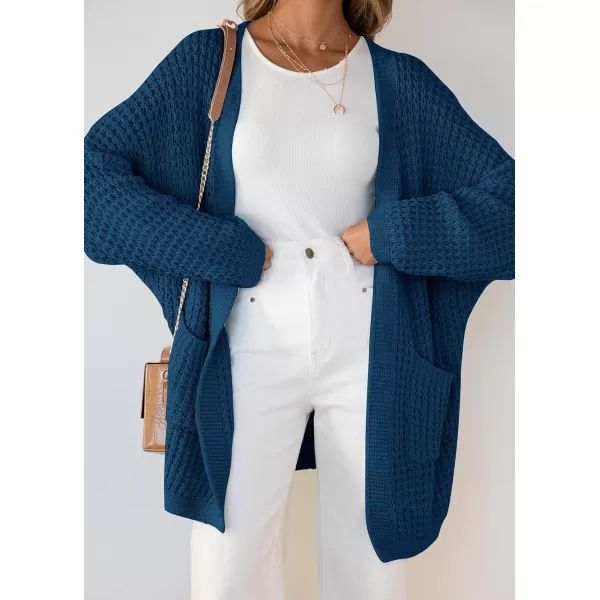 ZESICA Womens 2024 Fall Long Batwing Sleeve Open Front Chunky Knit Cardigan SweaterDustyblue