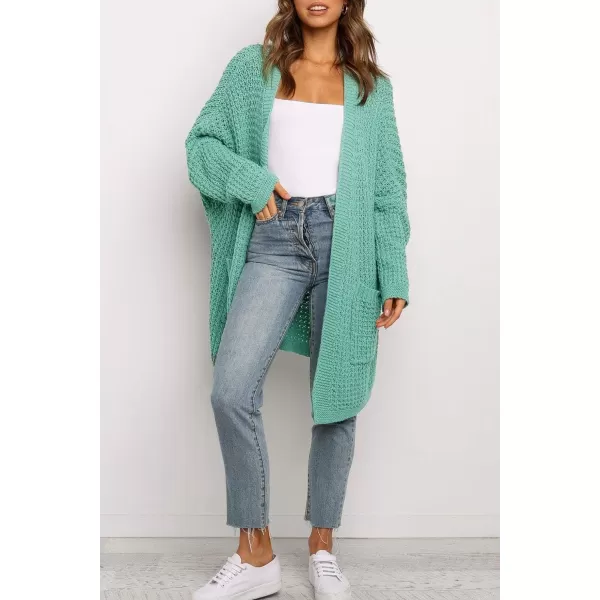ZESICA Womens 2024 Fall Long Batwing Sleeve Open Front Chunky Knit Cardigan SweaterGreen