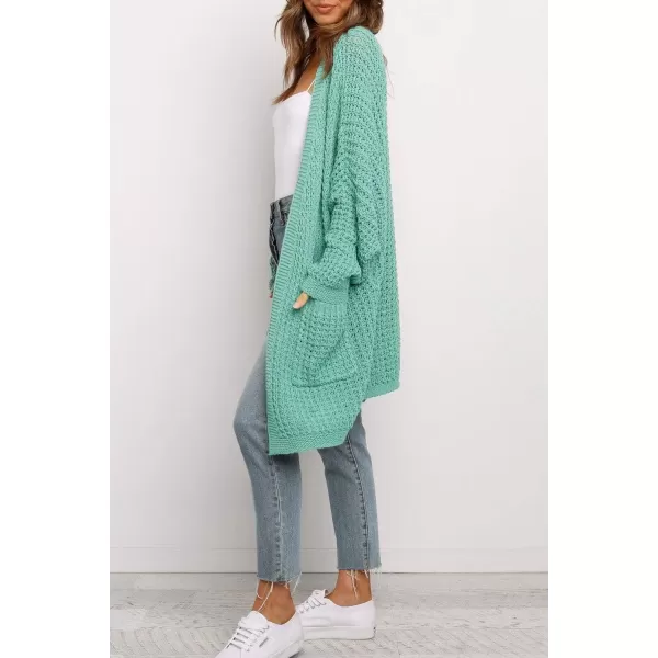 ZESICA Womens 2024 Fall Long Batwing Sleeve Open Front Chunky Knit Cardigan SweaterGreen