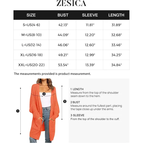 ZESICA Womens 2024 Fall Long Batwing Sleeve Open Front Chunky Knit Cardigan SweaterOrange