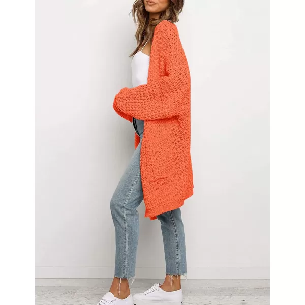 ZESICA Womens 2024 Fall Long Batwing Sleeve Open Front Chunky Knit Cardigan SweaterOrange
