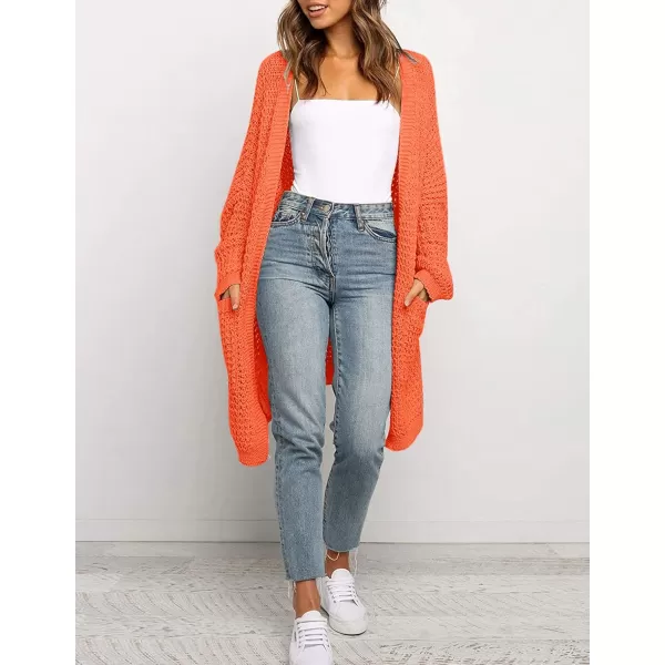 ZESICA Womens 2024 Fall Long Batwing Sleeve Open Front Chunky Knit Cardigan SweaterOrange