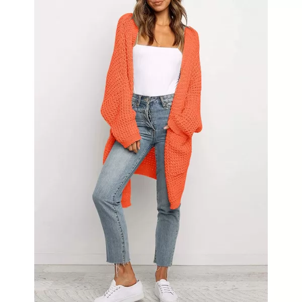 ZESICA Womens 2024 Fall Long Batwing Sleeve Open Front Chunky Knit Cardigan SweaterOrange