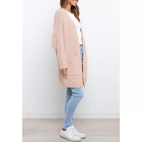 ZESICA Womens 2024 Fall Long Batwing Sleeve Open Front Chunky Knit Cardigan SweaterPink