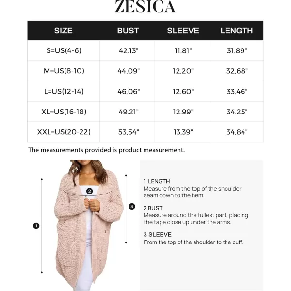 ZESICA Womens 2024 Fall Long Batwing Sleeve Open Front Chunky Knit Cardigan SweaterPink