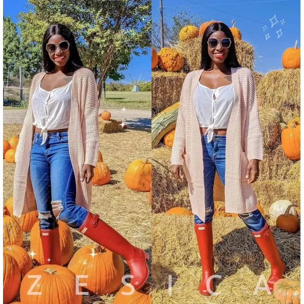 ZESICA Womens 2024 Fall Long Batwing Sleeve Open Front Chunky Knit Cardigan SweaterPink