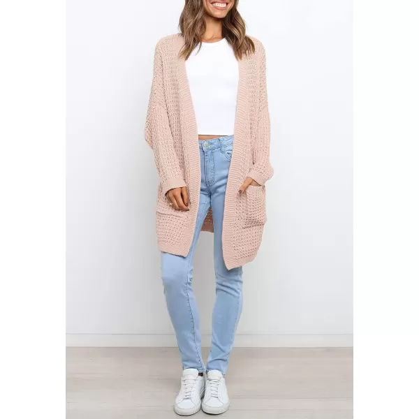 ZESICA Womens 2024 Fall Long Batwing Sleeve Open Front Chunky Knit Cardigan SweaterPink
