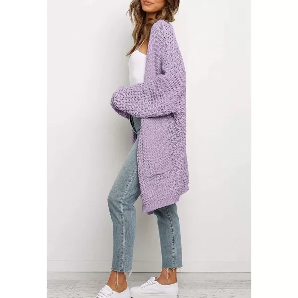 ZESICA Womens 2024 Fall Long Batwing Sleeve Open Front Chunky Knit Cardigan SweaterPurple