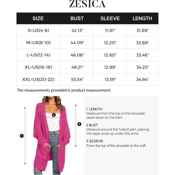 ZESICA Womens 2024 Fall Long Batwing Sleeve Open Front Chunky Knit Cardigan SweaterRose