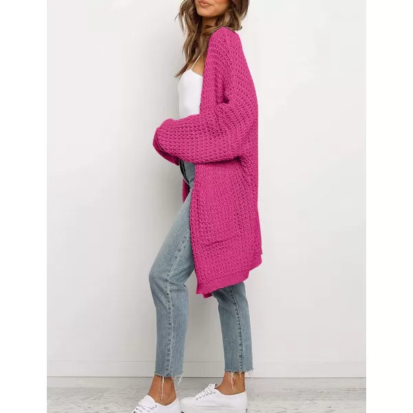 ZESICA Womens 2024 Fall Long Batwing Sleeve Open Front Chunky Knit Cardigan SweaterRose