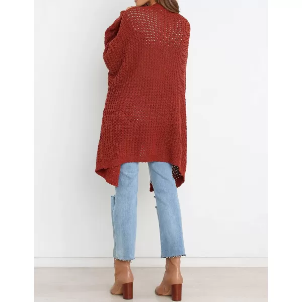 ZESICA Womens 2024 Fall Long Batwing Sleeve Open Front Chunky Knit Cardigan SweaterRust