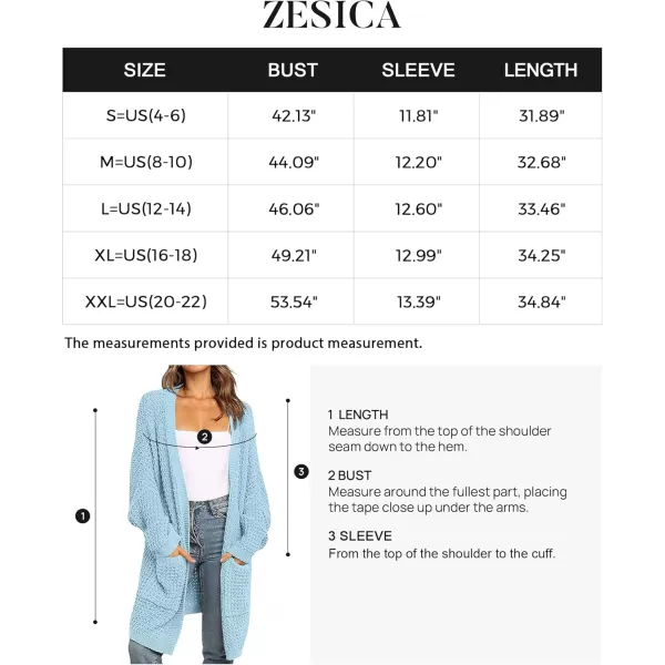 ZESICA Womens 2024 Fall Long Batwing Sleeve Open Front Chunky Knit Cardigan SweaterSkyblue